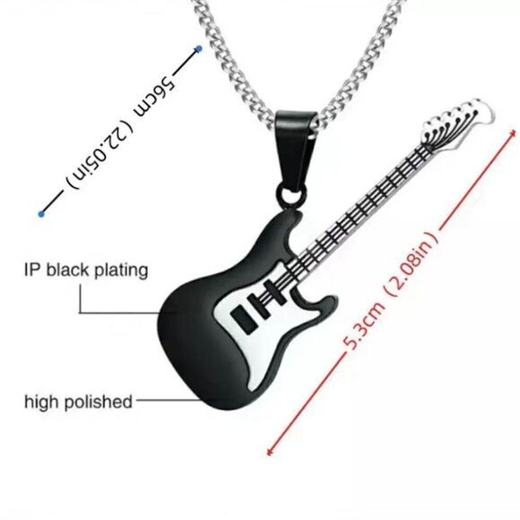 Gold Tone Electric Guitar Necklace 1459 - Picture 7 of 8